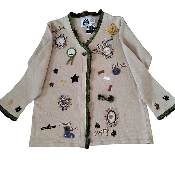 Storybook Knits Limited Edition Cardigan Set 1X (Dog Themed) NWT - Picture 2 of 14